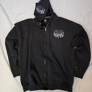 Black Zip-Up Graphic Hoodie Streetwear Athletic Works Size XL